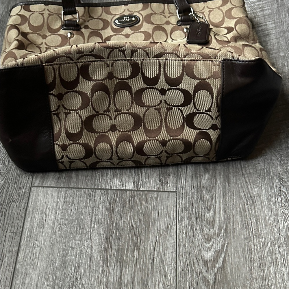 Coach Tan and Brown Signature Tote - Picture 2 of 9